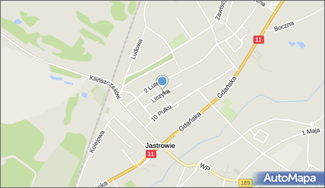 Jastrowie, Liszyka Jana, ppor., mapa Jastrowie