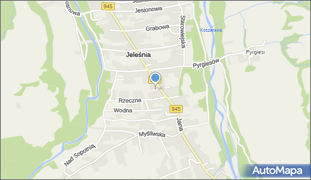 Jeleśnia, Lipowa, mapa Jeleśnia