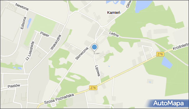 Kamień gmina Krosno Odrzańskie, Lipowa, mapa Kamień gmina Krosno Odrzańskie