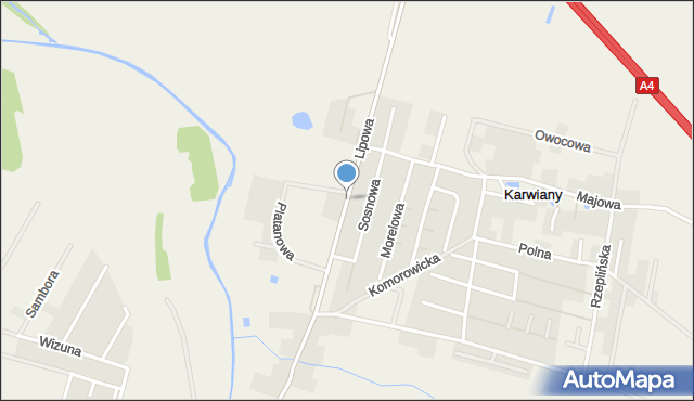 Karwiany, Lipowa, mapa Karwiany