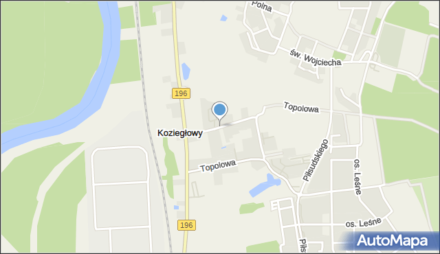 Koziegłowy gmina Czerwonak, Lipowa, mapa Koziegłowy gmina Czerwonak