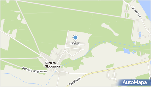 Kuźnica Głogowska, Liliowa, mapa Kuźnica Głogowska