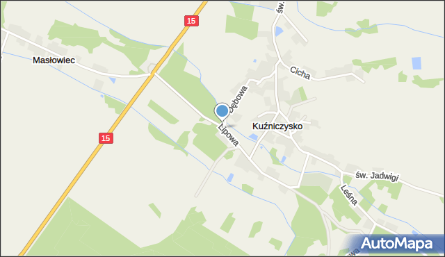 Kuźniczysko, Lipowa, mapa Kuźniczysko