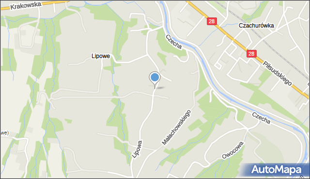 Limanowa, Lipowa, mapa Limanowa