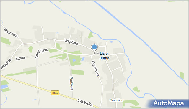 Lisie Jamy gmina Lubaczów, Lisie Jamy, mapa Lisie Jamy gmina Lubaczów