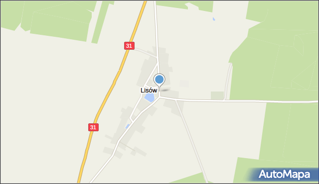 Lisów gmina Słubice, Lisów, mapa Lisów gmina Słubice