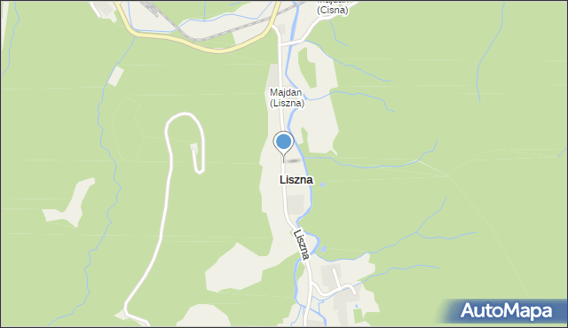 Liszna gmina Cisna, Liszna, mapa Liszna gmina Cisna