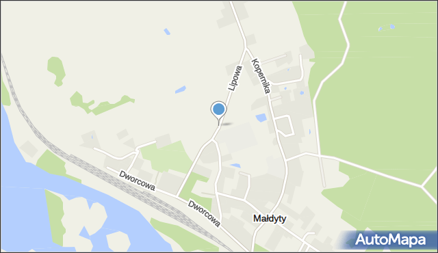 Małdyty, Lipowa, mapa Małdyty