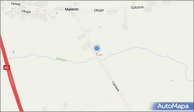 Malenin gmina Tczew, Lipowa, mapa Malenin gmina Tczew