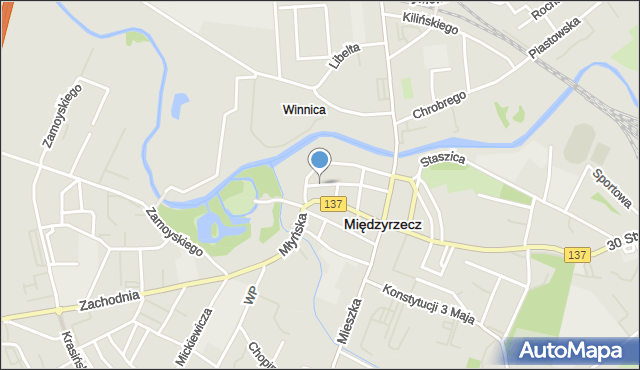 Międzyrzecz, Lipowa, mapa Międzyrzecz