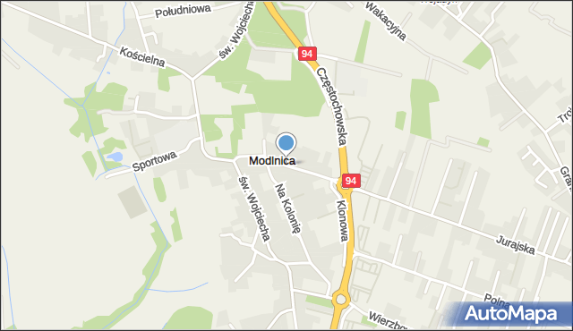 Modlnica, Lipowa, mapa Modlnica