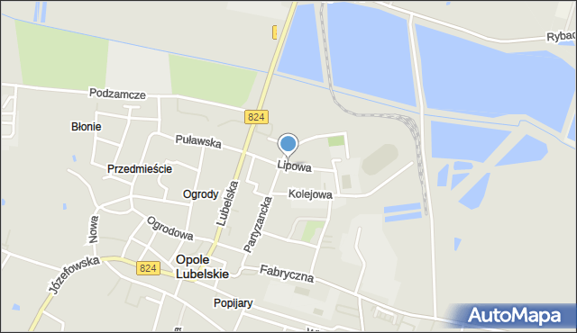 Opole Lubelskie, Lipowa, mapa Opole Lubelskie