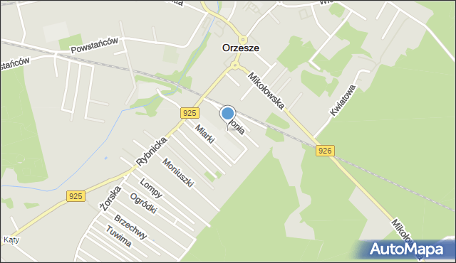 Orzesze powiat mikołowski, Ligonia, mapa Orzesze powiat mikołowski