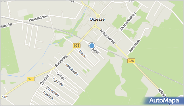 Orzesze powiat mikołowski, Ligonia, mapa Orzesze powiat mikołowski