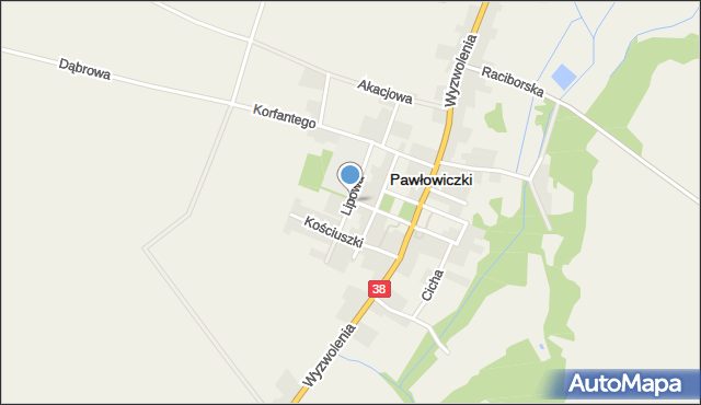 Pawłowiczki, Lipowa, mapa Pawłowiczki