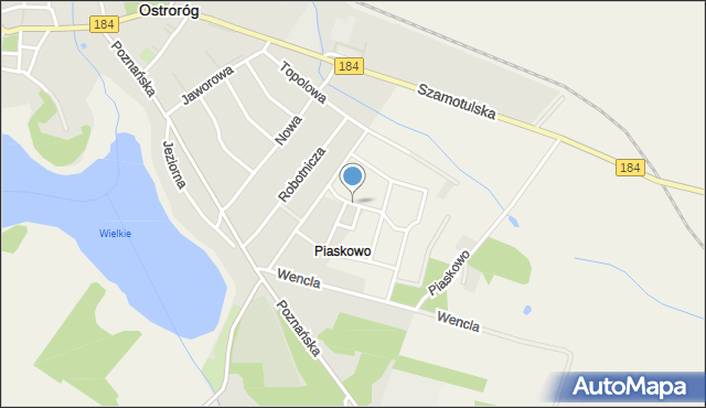 Piaskowo gmina Ostroróg, Liliowa, mapa Piaskowo gmina Ostroróg