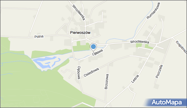 Pierwoszów, Lipowa, mapa Pierwoszów