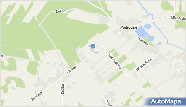 Podrudzie, Lipowa, mapa Podrudzie