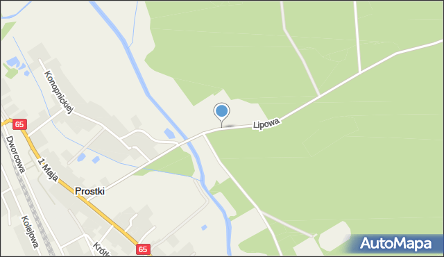 Prostki, Lipowa, mapa Prostki