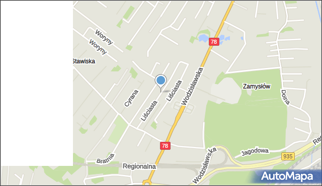 Rybnik, Liściasta, mapa Rybnika