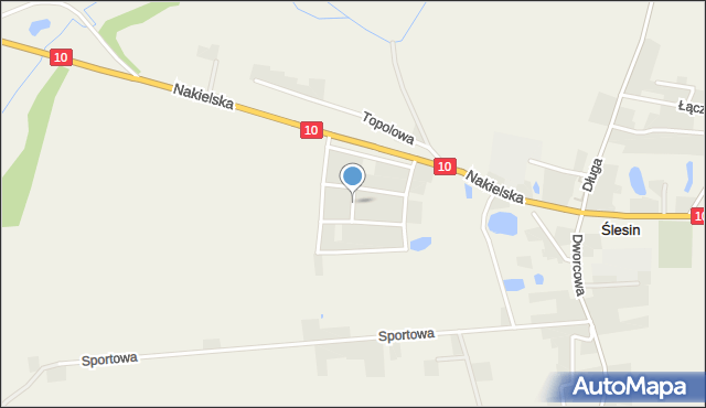 Ślesin gmina Nakło nad Notecią, Lipowa, mapa Ślesin gmina Nakło nad Notecią