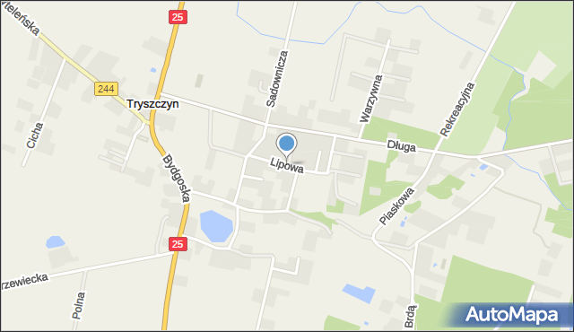 Tryszczyn, Lipowa, mapa Tryszczyn