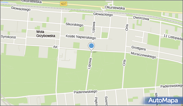 Warszawa, Lipowa, mapa Warszawy
