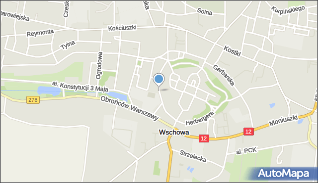 Wschowa, Lipowa, mapa Wschowa