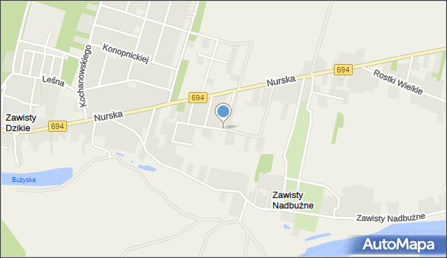 Zawisty Nadbużne, Liliowa, mapa Zawisty Nadbużne