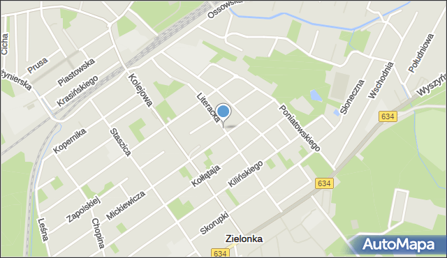 Zielonka powiat wołomiński, Literacka, mapa Zielonka powiat wołomiński