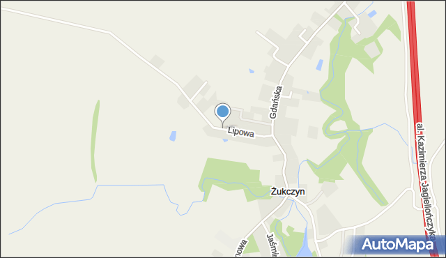 Żukczyn, Lipowa, mapa Żukczyn