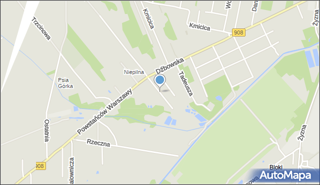 Częstochowa, Łosiowa, mapa Częstochowy