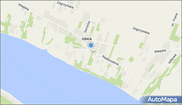 Izbica gmina Serock, Łososiowa, mapa Izbica gmina Serock