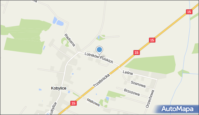 Kobylice gmina Trzebnica, Lotników Polskich, mapa Kobylice gmina Trzebnica