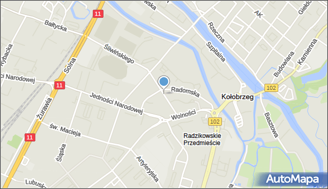 Kołobrzeg, Lotnicza, mapa Kołobrzegu