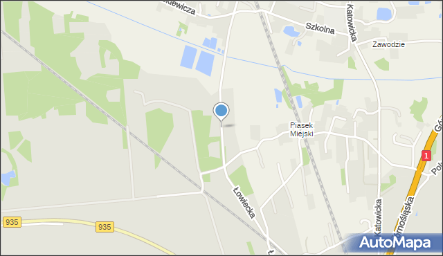 Piasek gmina Pszczyna, Łowiecka, mapa Piasek gmina Pszczyna