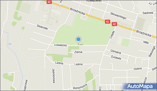 Radomsko, Łowiecka, mapa Radomsko