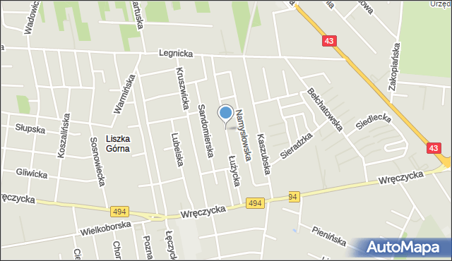 Częstochowa, Łużycka, mapa Częstochowy