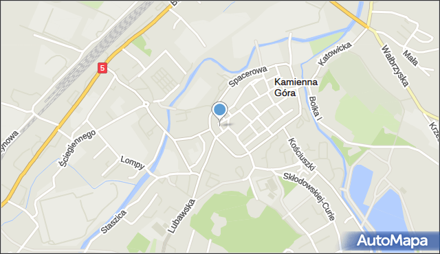 Kamienna Góra, Łużycka, mapa Kamienna Góra