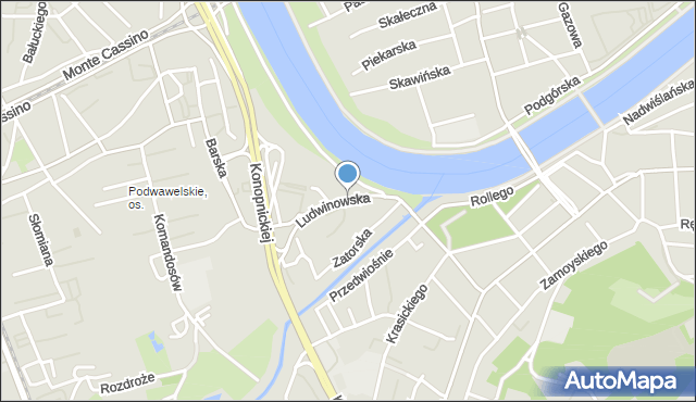 Kraków, Ludwinowska, mapa Krakowa