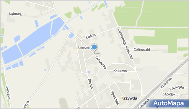 Krzywda powiat łukowski, Łukowska, mapa Krzywda powiat łukowski