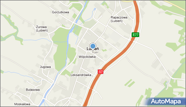 Lubień powiat myślenicki, Lubień, mapa Lubień powiat myślenicki