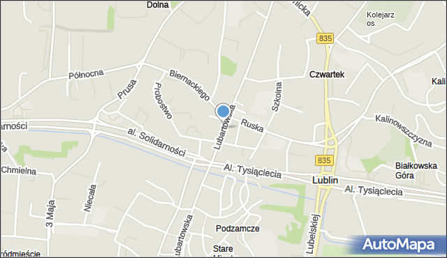Lublin, Lubartowska, mapa Lublina