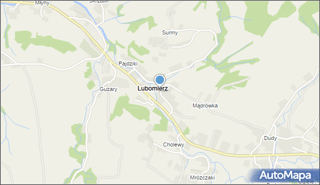 Lubomierz gmina Mszana Dolna, Lubomierz, mapa Lubomierz gmina Mszana Dolna