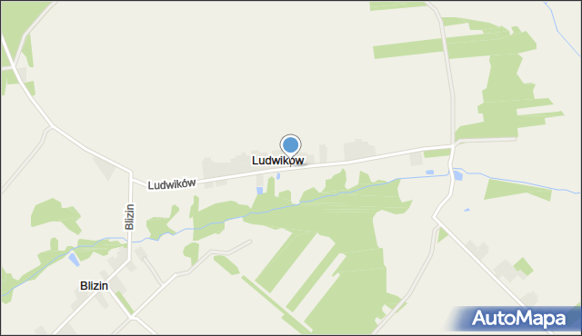 Ludwików gmina Wola Krzysztoporska, Ludwików, mapa Ludwików gmina Wola Krzysztoporska