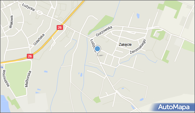 Myślibórz, Łużycka, mapa Myślibórz