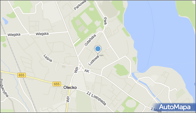 Olecko, Ludowa, mapa Olecko