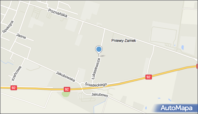 Pniewy powiat szamotulski, Łukasiewicza Ignacego, mapa Pniewy powiat szamotulski