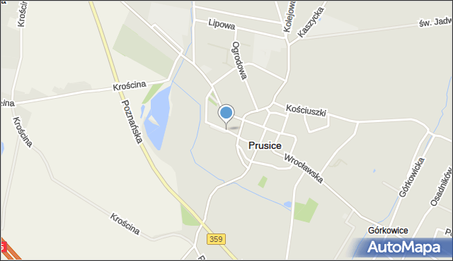 Prusice powiat trzebnicki, Ludowa, mapa Prusice powiat trzebnicki