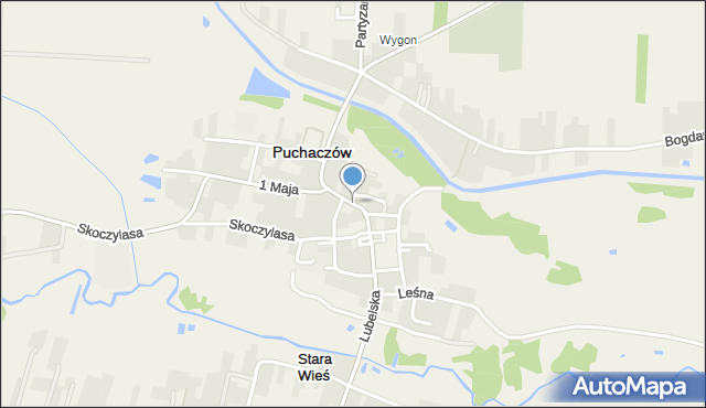 Puchaczów powiat łęczyński, Lubelska, mapa Puchaczów powiat łęczyński